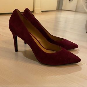 Burgundy Suede Leather Pointed Toe Stilettos by Banana Republic